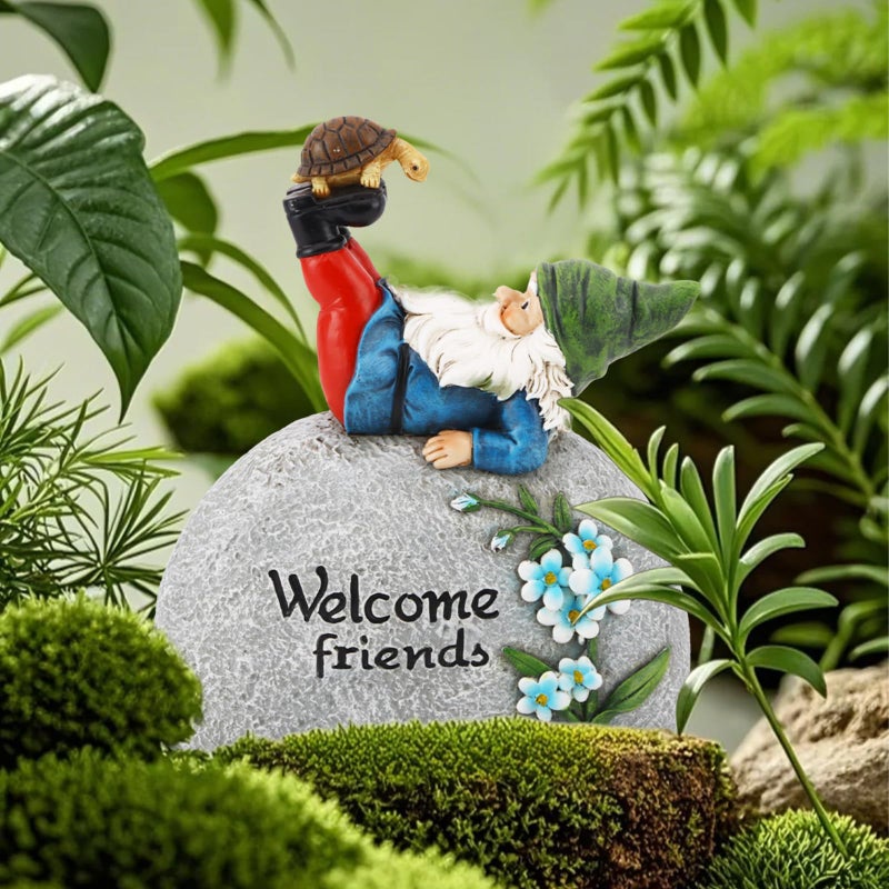 TZSSP Outdoor Garden Gnome Statue Statuary Welcome Stone for Patio,Lawn,Garden Decoration,Blue - Image 4